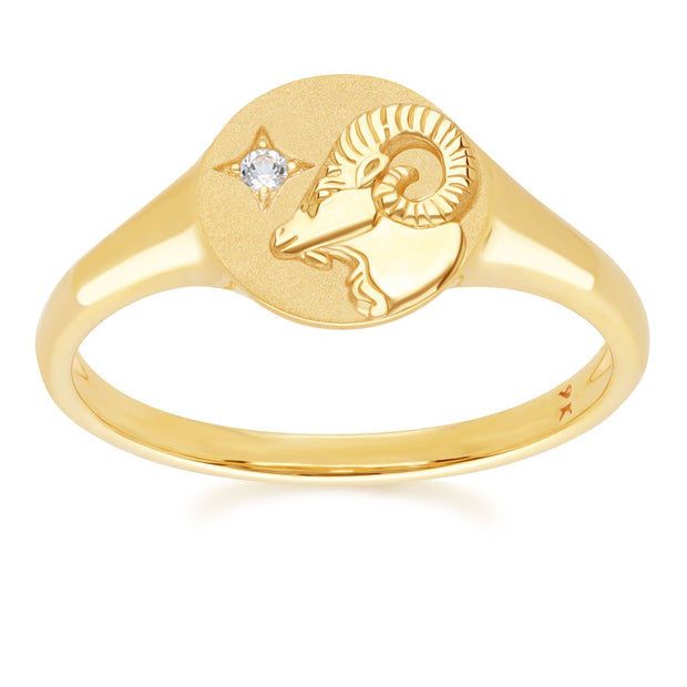 Zodiac Topaz Aries Signet Ring In 9ct Yellow Gold