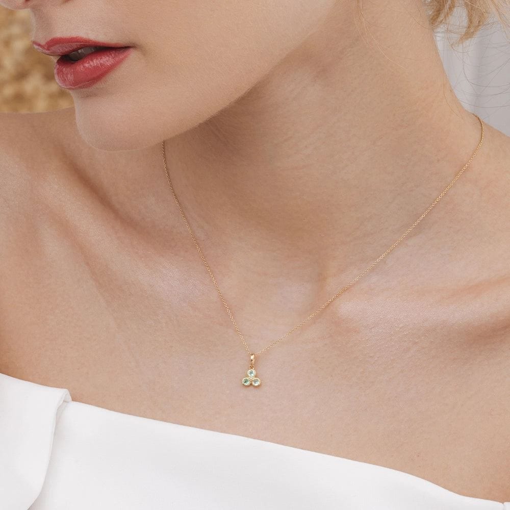floral-emerald-three-stone-pendant-necklace-in-9ct-yellow-gold-132p1914039 on Model