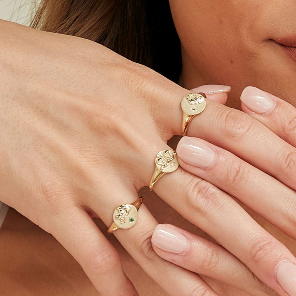 Zodiac Opal Libra Signet Ring In 9ct Yellow GoldOn Model  135R2087019