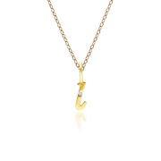 Alphabet Letter L Diamond pendant in 9ct Yellow Gold