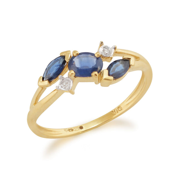 Sapphire and Diamond Three Stone Ring Image 2