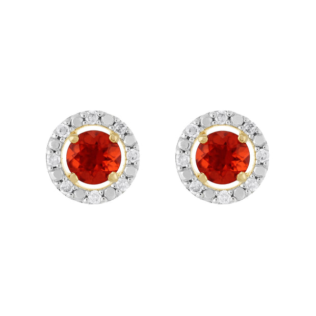 Classic Fire Opal Stud Earrings & Diamond Round Earrings Jacket Set Image 1
