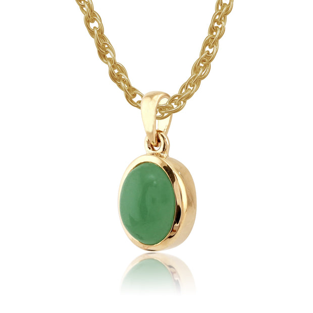 Classic Green Jade Bezel Pendant & Cocktail Ring Set Image 2