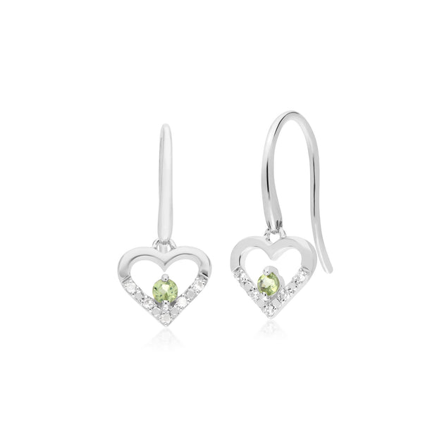 Classic Peridot & Diamond Heart Drop Earrings Image 1