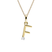 Initial Diamond Letter Necklace In 9ct Yellow Gold