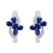 Classic Sapphire & Diamond Butterfly Hoop Earrings Image 1