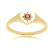 ECFEW™ 'The Liberator' Garnet Heart Ring in 9ct Yellow Gold