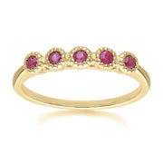 Classic Round Ruby Five Stone Eternity Ring in 9ct Yellow Gold