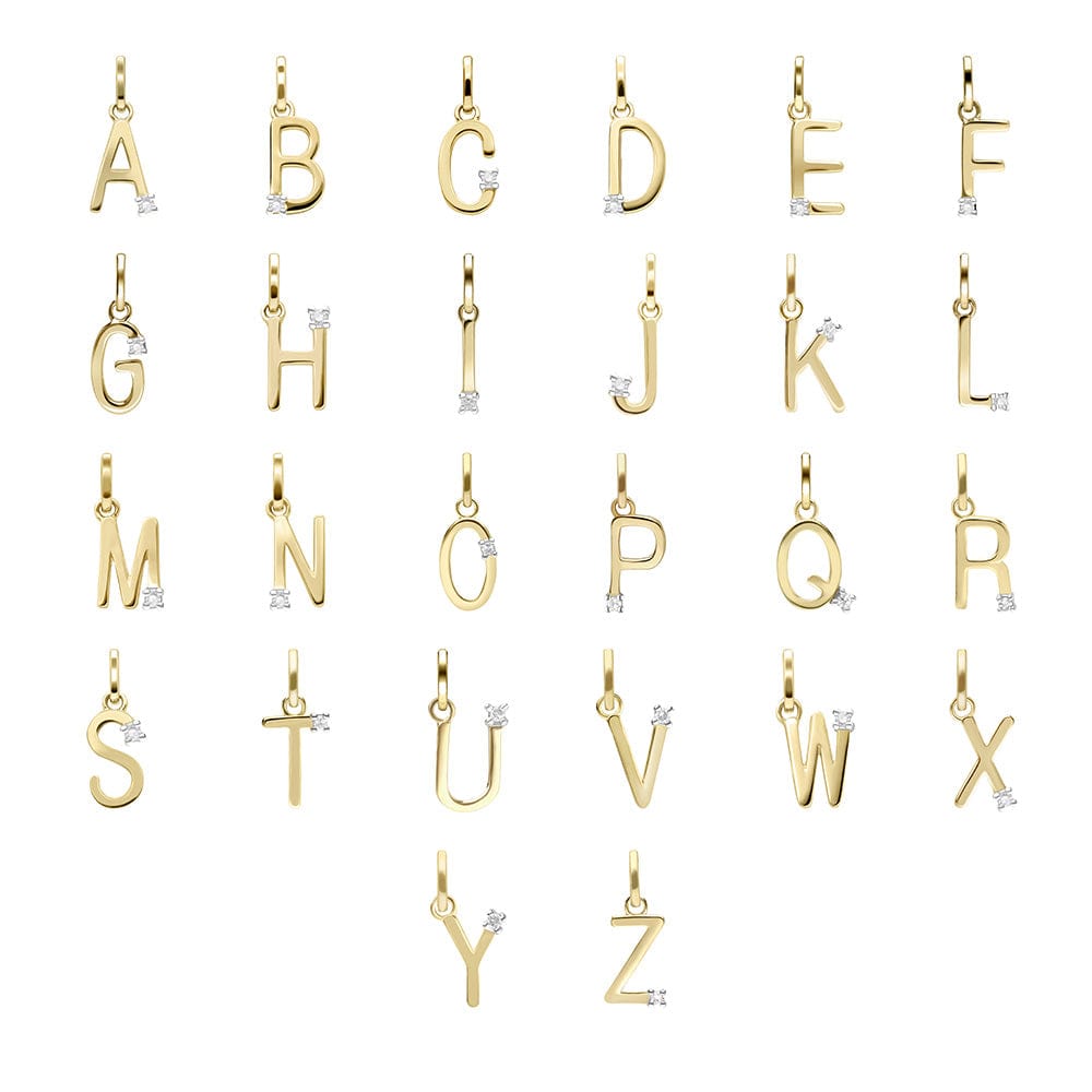 191P0748019 Initial Diamond Letter Necklace In 9ct Yellow Gold 1