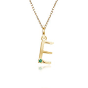 Initial Emerald Letter Necklace In 9ct Yellow Gold