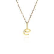 Alphabet Letter E Diamond pendant in 9ct Yellow Gold