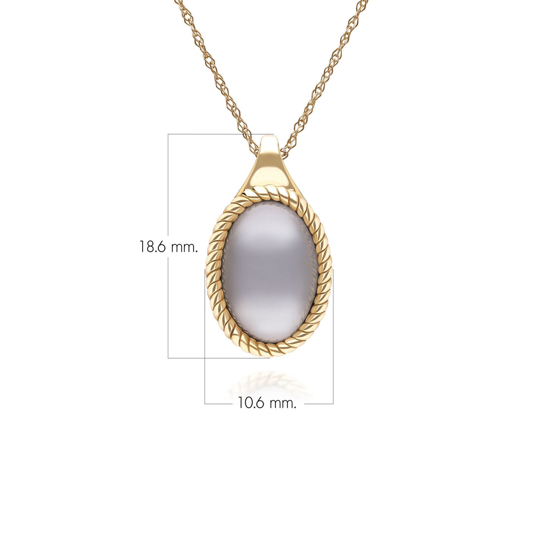 Classic Oval Black Moonstone Pendant Necklace in 9ct Yellow Gold