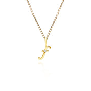 Alphabet Letter F Diamond pendant in 9ct Yellow Gold