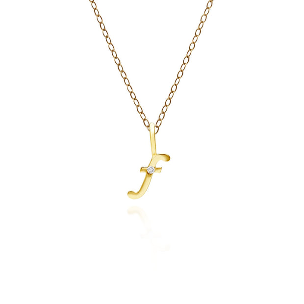 Alphabet Letter F Diamond pendant in 9ct Yellow Gold