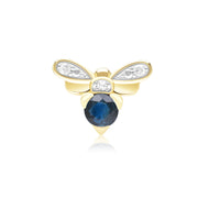 Honeycomb Inspired Blue Sapphire and Diamond Bee Pin in 9ct Yellow Gold