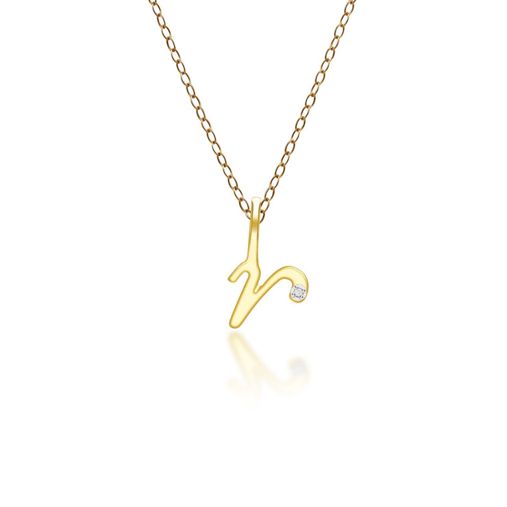 Alphabet Letter R Diamond pendant in 9ct Yellow Gold