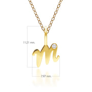 Alphabet Letter M Diamond pendant in 9ct Yellow Gold