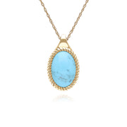 Classic Oval Turquoise Pendant Necklace in 9ct Yellow Gold