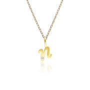 Alphabet Letter N Diamond pendant in 9ct Yellow Gold