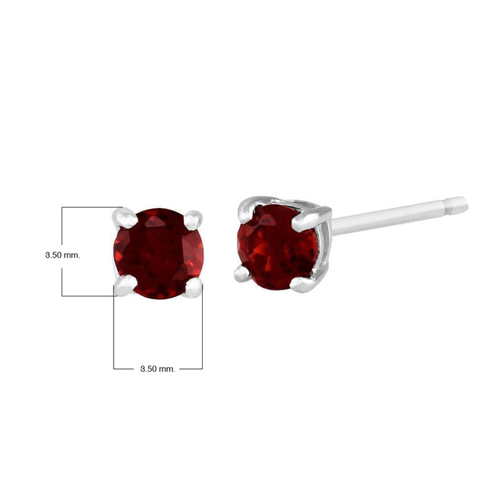 Classic Round Garnet Stud Earrings in 9ct White Gold 3.5mm