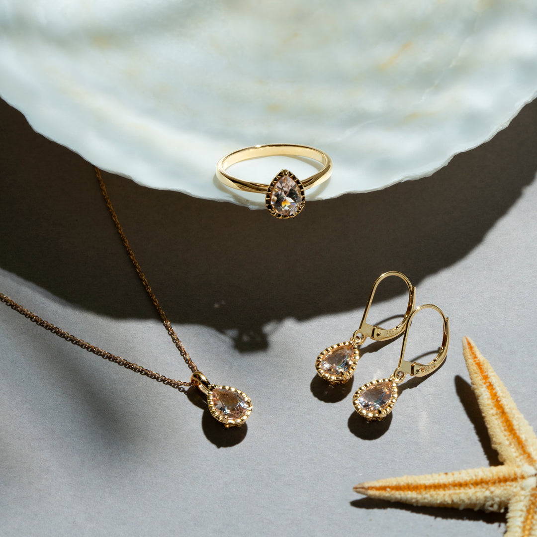 Classic Pear Aquamarine Dangle Earrings in 9ct Yellow Gold