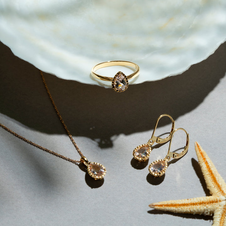 Classic Pear Aquamarine Dangle Earrings in 9ct Yellow Gold