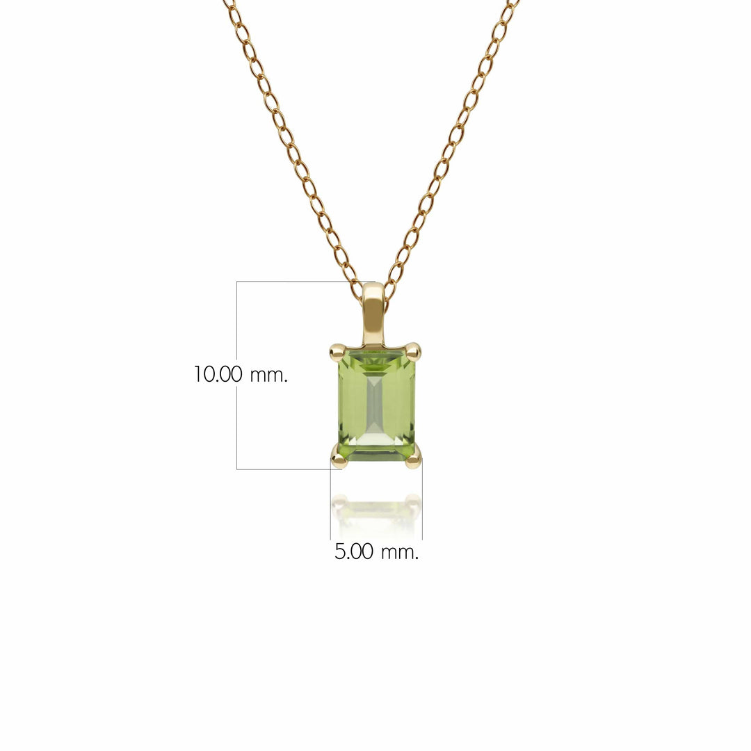 Classic Baguette Peridot Pendant in 9ct Yellow Gold