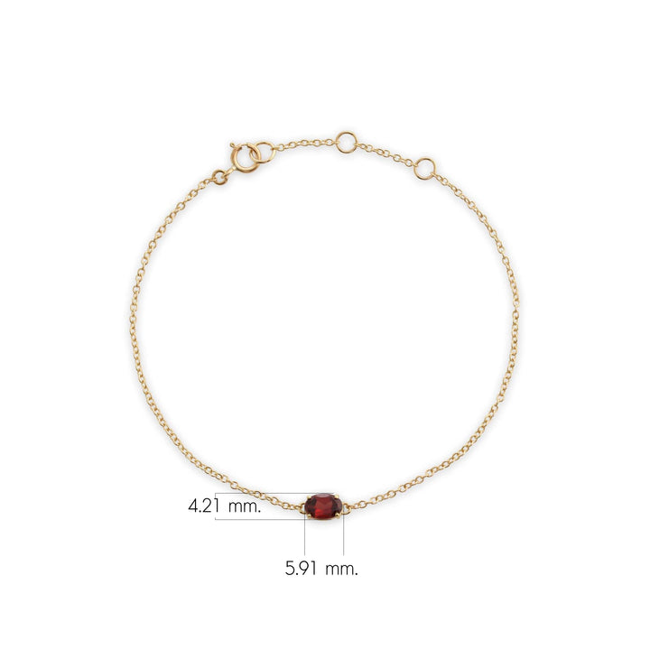 Classic Oval Garnet Single Stone Drop Earrings & Bracelet Set in 9ct Yellow Gold