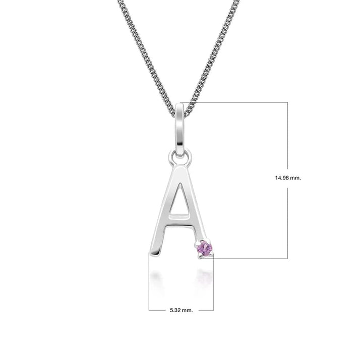 Initial Pink Sapphire Letter Charm Necklace in 9ct White Gold