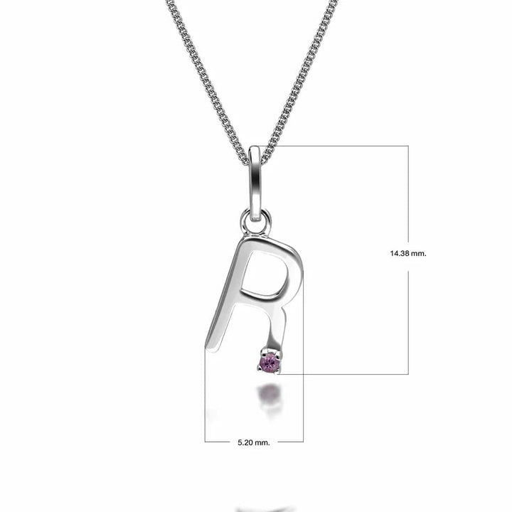 Initial Pink Sapphire Letter Charm Necklace in 9ct White Gold