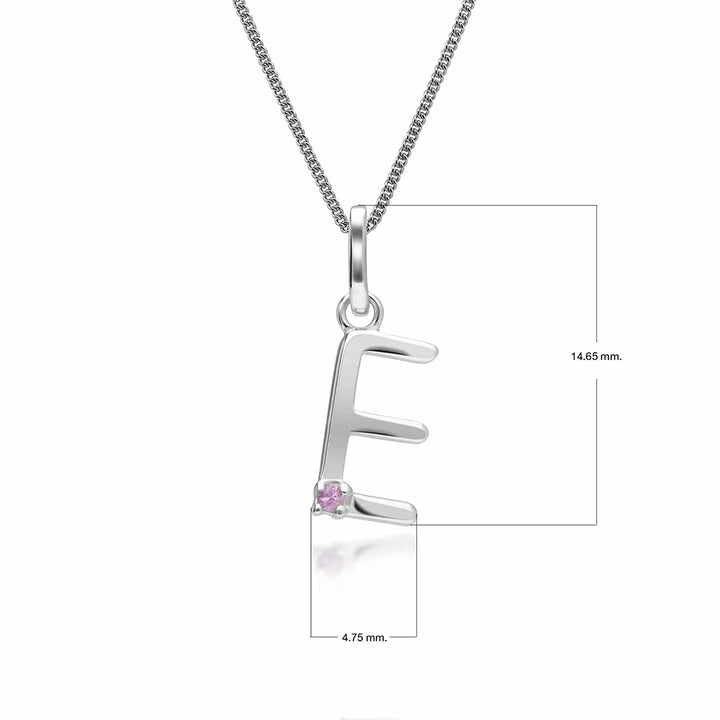 Initial Pink Sapphire Letter Charm Necklace in 9ct White Gold