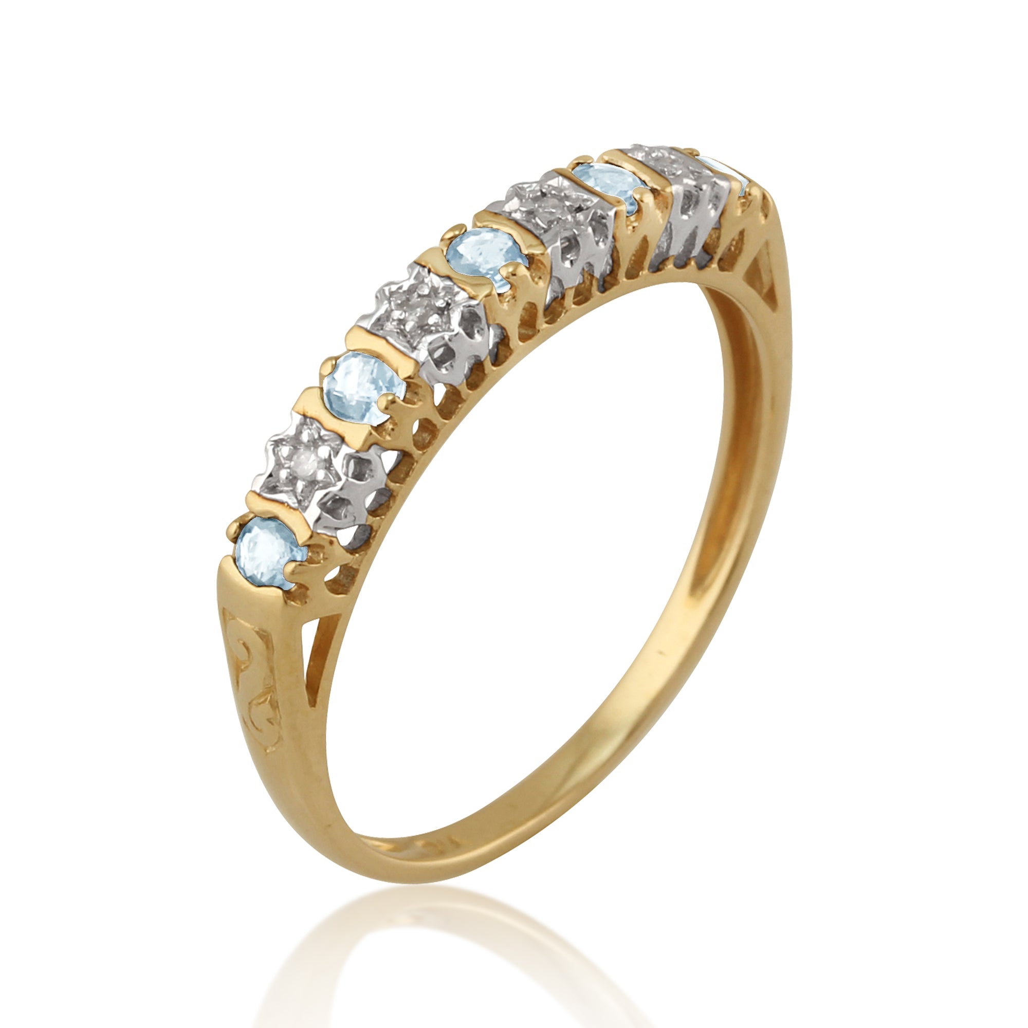 classic-round-blue-topaz-diamond-eternity-ring-in-9ct-yellow-gold-181r0853279 on model