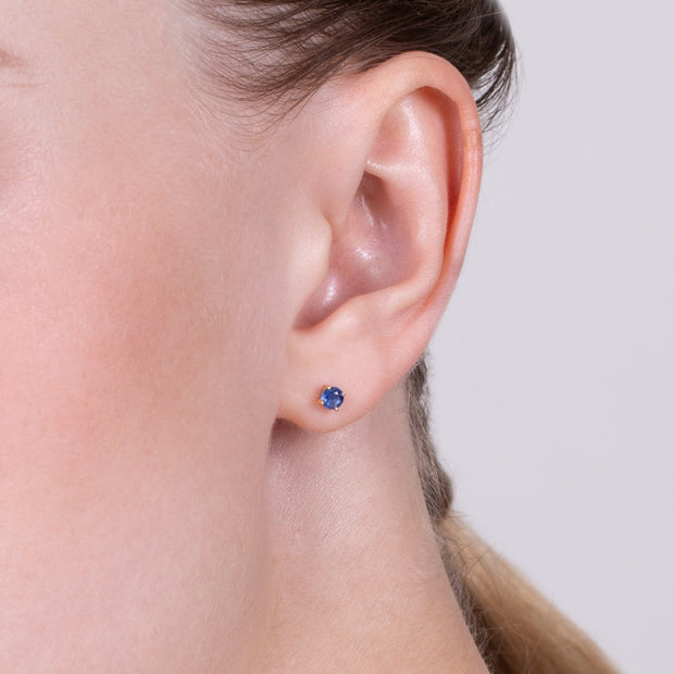 Classic Round Blue Sapphire Stud Earrings in 9ct Yellow Gold 3.5mm