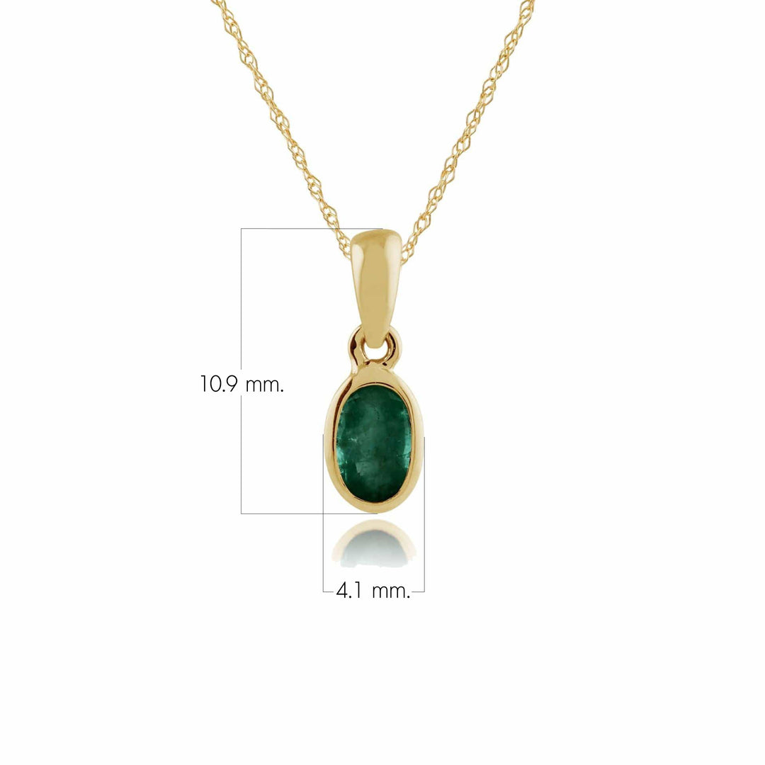 Classic Oval Emerald Pendant in 9ct Yellow Gold