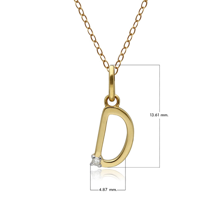 Initial Diamond Letter Necklace In 9ct Yellow Gold