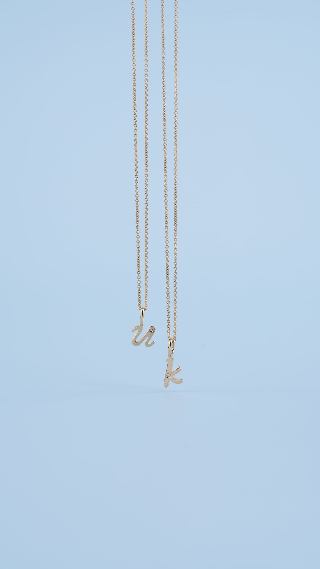Alphabet Letter K Diamond pendant in 9ct Yellow Gold