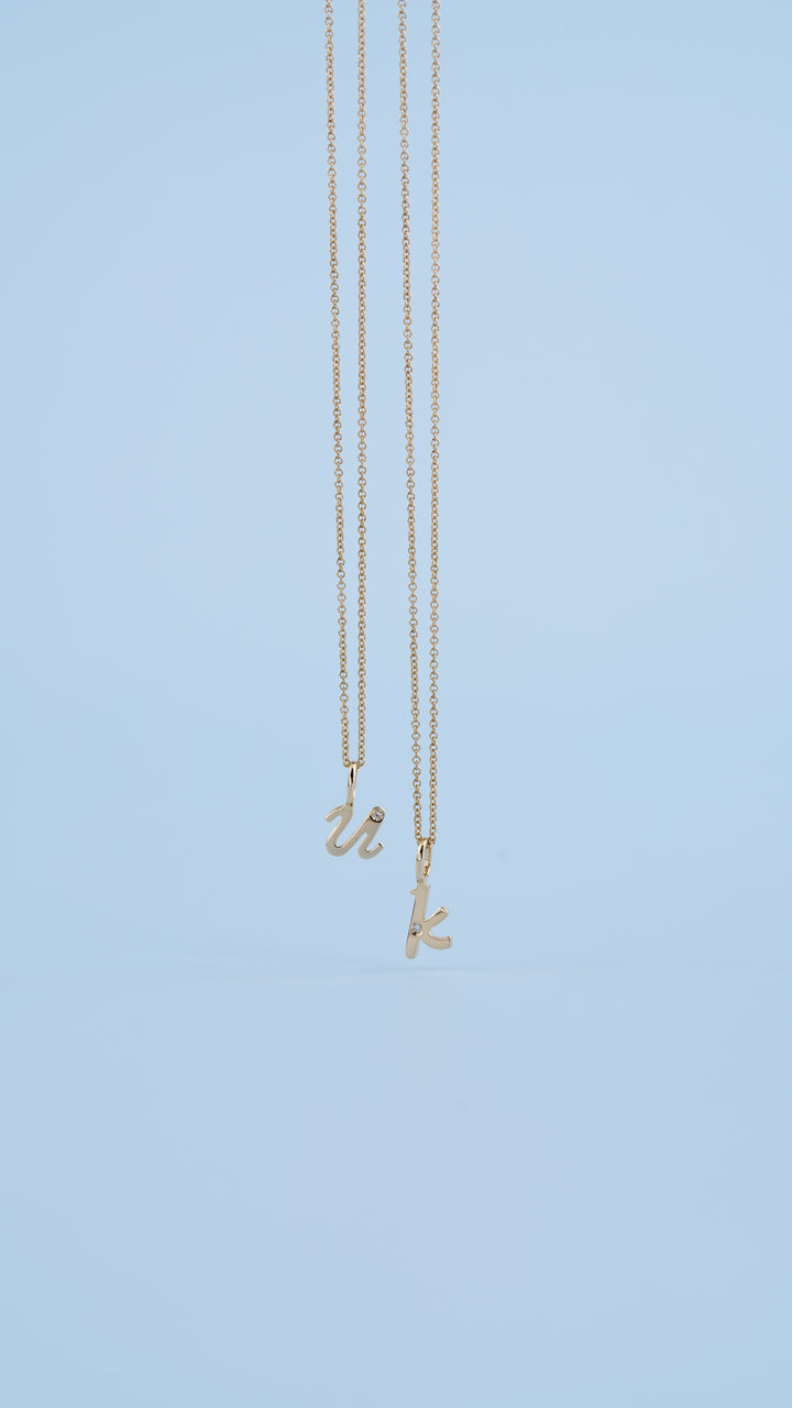 Alphabet Letter K Diamond pendant in 9ct Yellow Gold