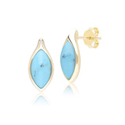 Classic Marquise Turquoise Stud Earrings in 9ct Yellow Gold