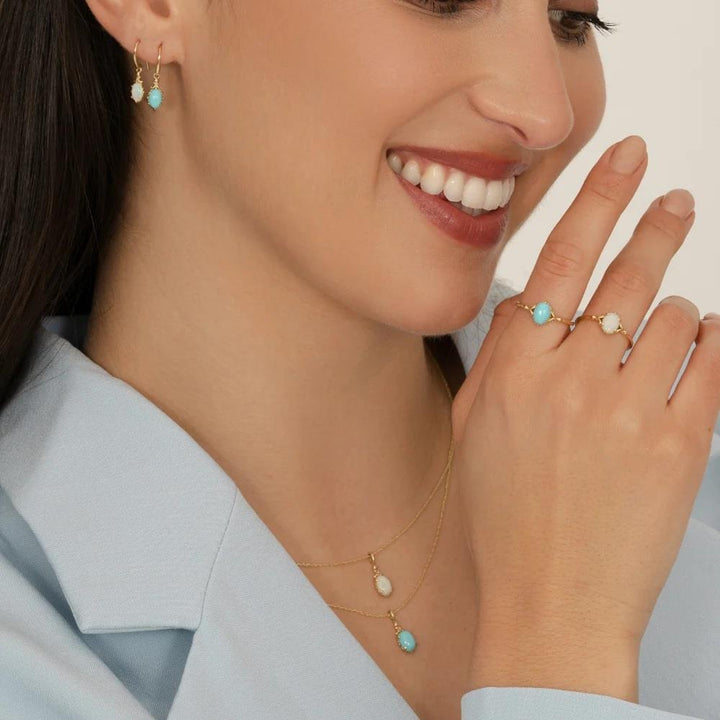 Classic Oval Turquoise Ring in 9ct Yellow Gold 7x5mm
