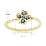 Gardenia Round Sapphire Clover Ring in 9ct Yellow Gold