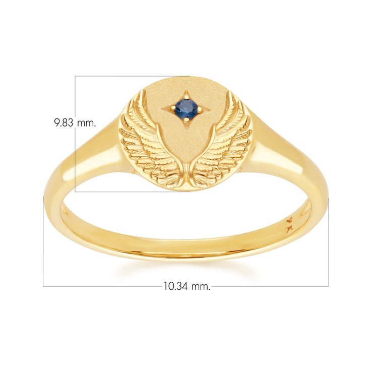 Zodiac Sapphire Virgo Signet Ring In 9ct Yellow Gold