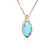 Classic Marquise Turquoise Pendant Necklace in 9ct Yellow Gold