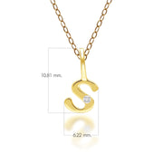 Alphabet Letter S Diamond pendant in 9ct Yellow Gold