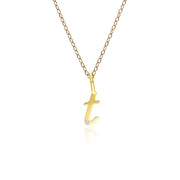 Alphabet Letter T Diamond pendant in 9ct Yellow Gold