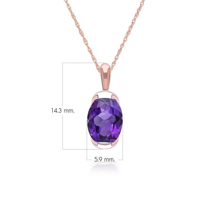Siberian waltz Oval amethyst with violet enamelled half-bezel pendant necklace in rose gold vermeil sterling silver
