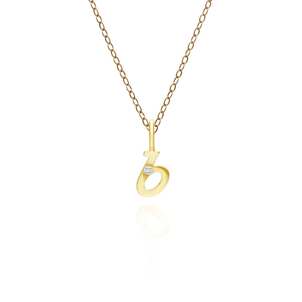 Alphabet Letter B Diamond pendant in 9ct Yellow Gold