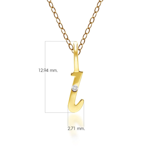 Alphabet Letter L Diamond pendant in 9ct Yellow Gold