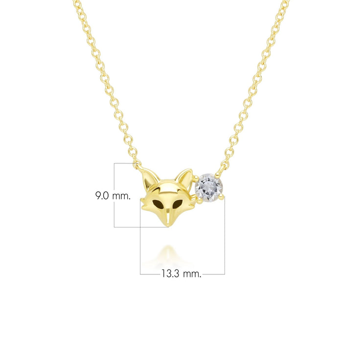 Gardenia Topaz Fox Necklace In 9ct Yellow Gold