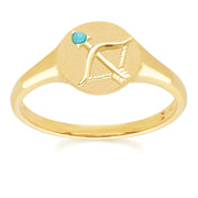 Zodiac turquoise Sagittarius Signet Ring In 9ct Yellow Gold