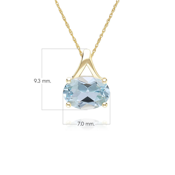 Classic Oval Sky Blue Topaz Pendant Necklace in 9ct Yellow Gold 7x5mm